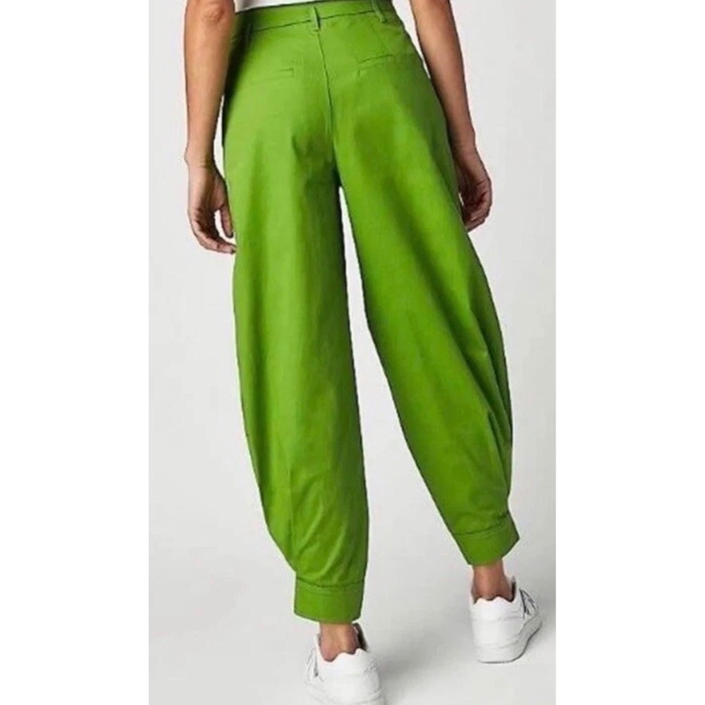 Free People Lucia Kelly Green‎ Pleated Harem Cropped Balloon Pants Size 6 NWT - Picture 2 of 7